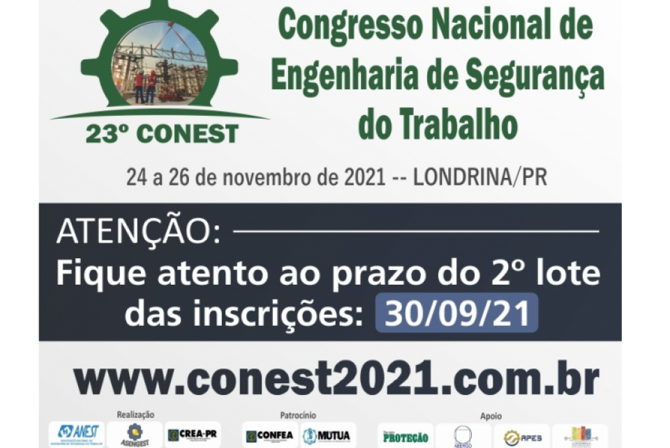 23º Congresso Nacional de Engenharia de Segurança do Trabalho