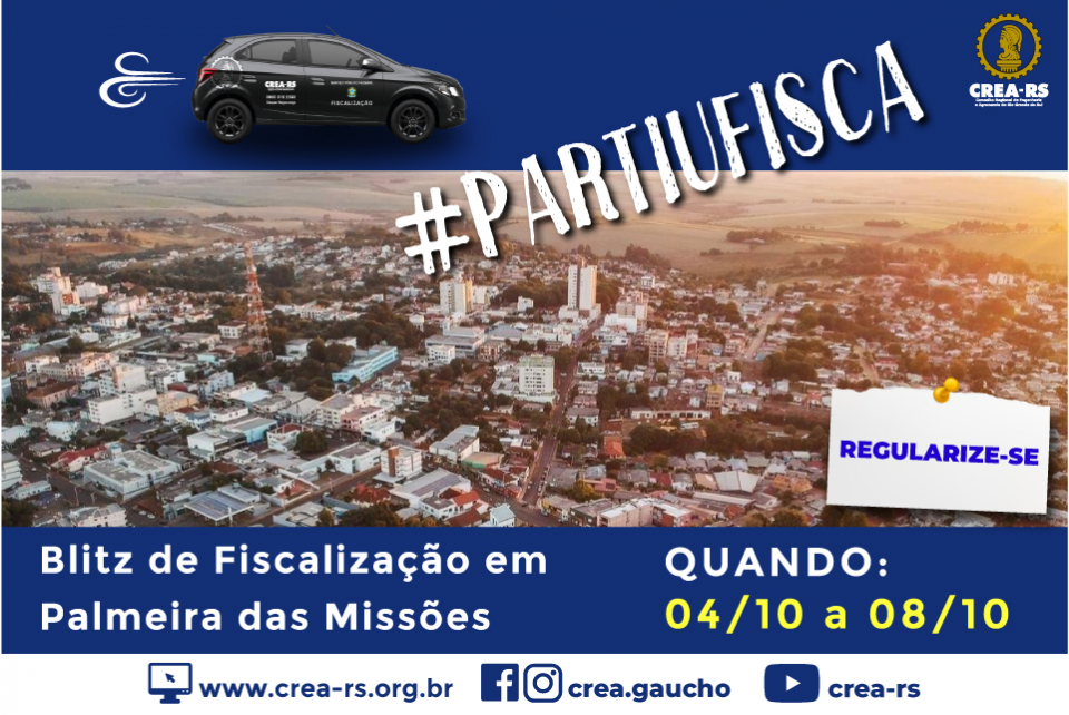 Palmeira das Missões recebe Blitz de Fiscalização do CREA-RS