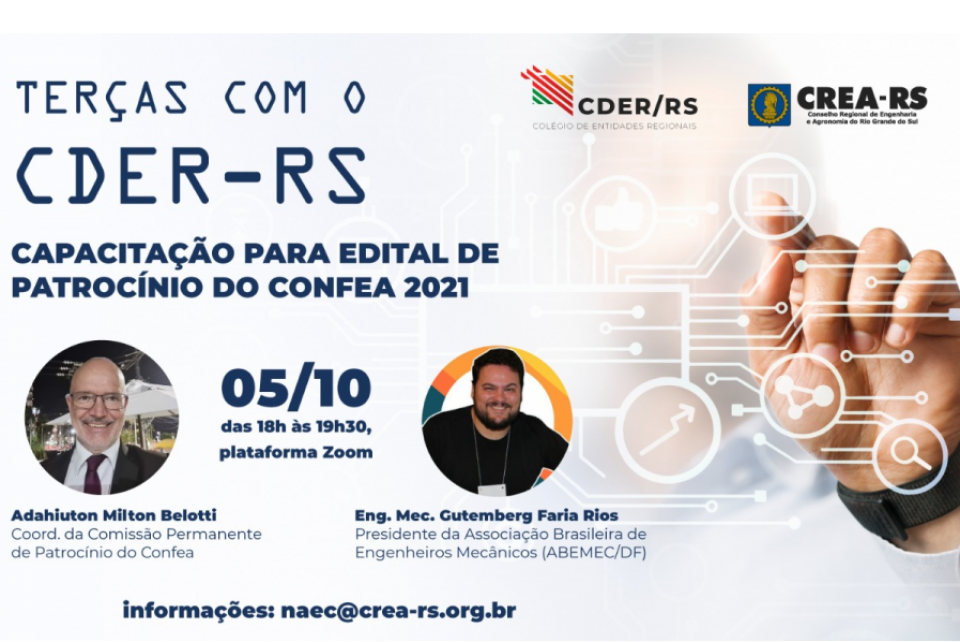 Terças com o CDER-RS retorna no dia 05 de outubro
