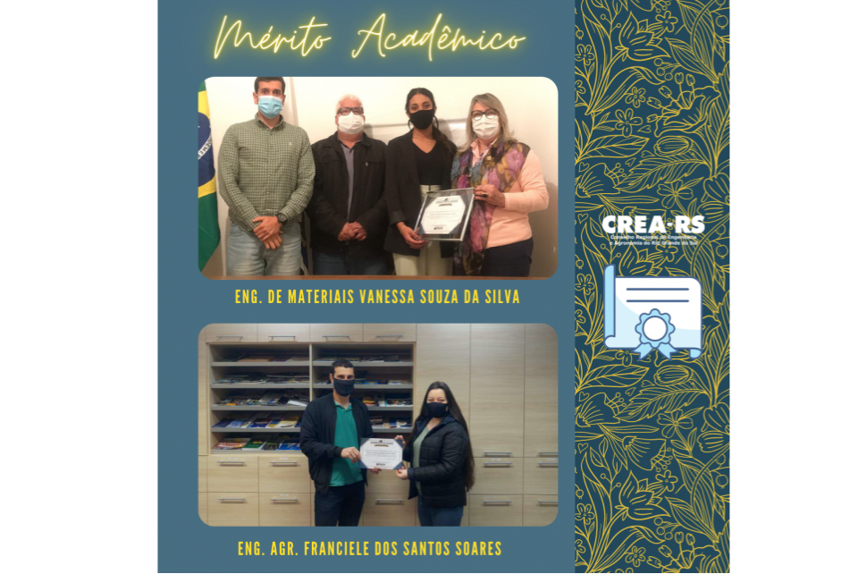 Mais formandos agraciados com Mérito Acadêmico do CREA-RS