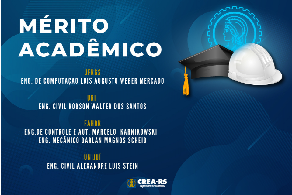 Formandos da Ufrgs, Unisinos, Setrem, URI, Unijuí e Fahor recebem Mérito Acadêmico do CREA-RS