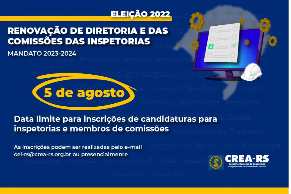 5 de agosto: data limite para inscrição de candidaturas