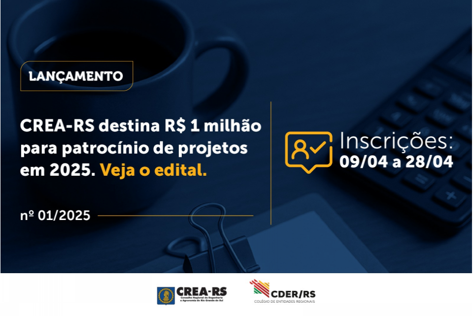 CREA-RS destina R$ 1 milhão para patrocínio de projetos em 2025