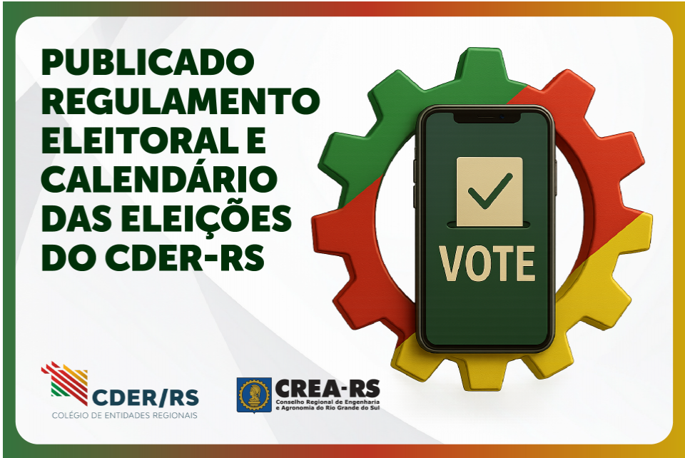 Publicado Edital da eleição para os cargos de coordenadores regionais e estadual, biênio 2026/2027, do CDER-RS