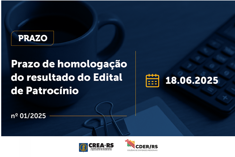 Alterada data de resultado do Projeto de Patrocínio CREA-RS