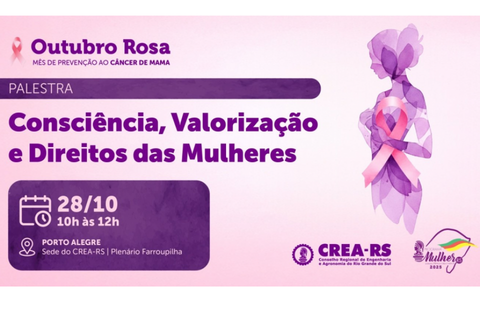 CREA-RS promove encontro pelo Outubro Rosa e Dia Nacional da Conscientização sobre o Câncer de Mama e Direitos das Mulheres