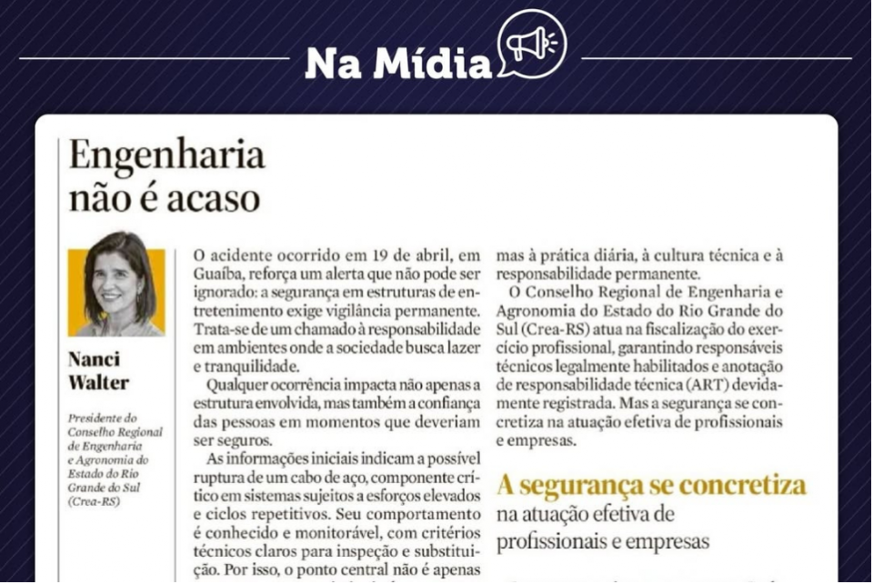 Engenharia não é acaso: confira artigo da Eng. Amb. Nanci Walter sobre acidente em parque de diversões