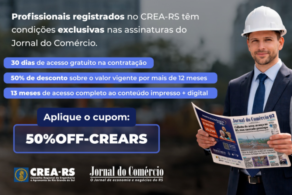 CREA-RS firma parceria para oferta exclusiva na assinatura do Jornal do Comércio
