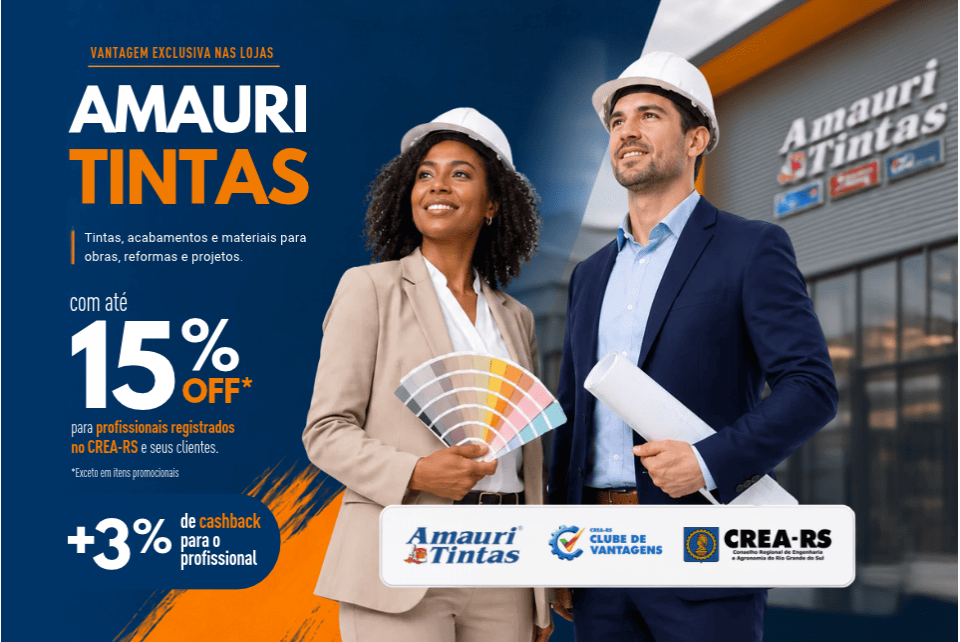 Profissionais registrados no CREA-RS têm 15% de desconto na Amauri Tintas