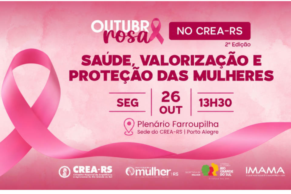 CREA-RS promove 2ª edição do Outubro Rosa com foco na saúde, valorização e proteção das mulheres